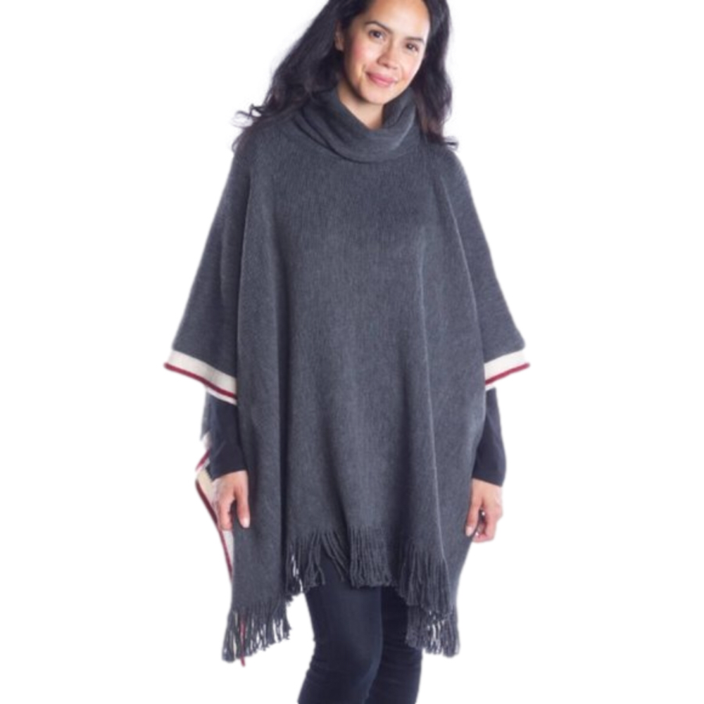 Grey funnel-neck poncho, NWT